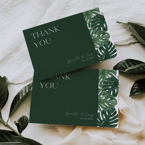 Monstera Thank You Card Template Printable, Tropical Thank You Card ...