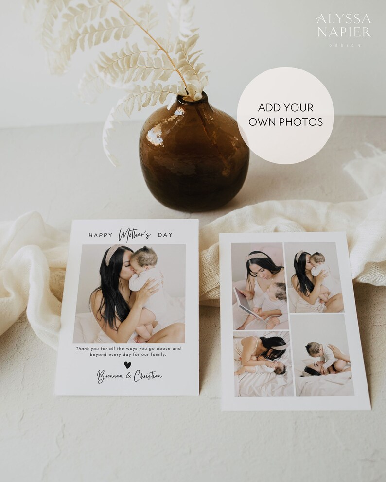 Printable Mother's Day Card Template, Photo Card for Mom (Digital Download) image 3