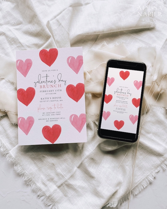 Galentines Brunch Invite, Valentines Brunch Invitation, Girls Valentines Day Invitation Template, Valentines Invitation Instant Download