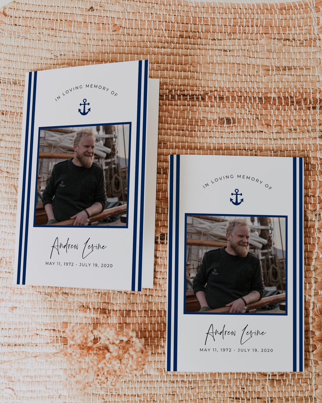 Anchor Funeral Program Template for Man, in Loving Memory Program