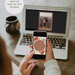 Terracotta Wedding Invitation Suite, Rust Wedding Invite Set, Desert Wedding Invitation with RSVP, Boho Floral Wedding Invite Printable image 2