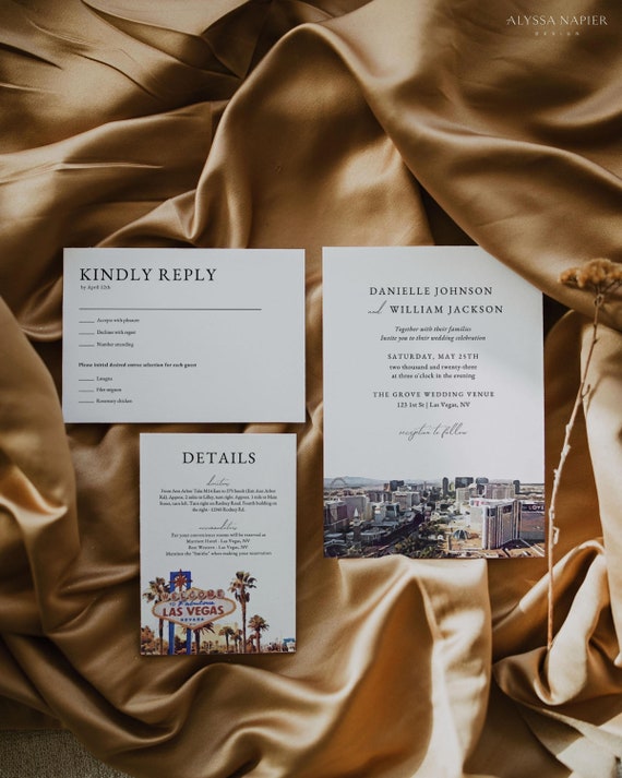 Las Vegas Wedding Invitation Printable Destination Wedding - Etsy