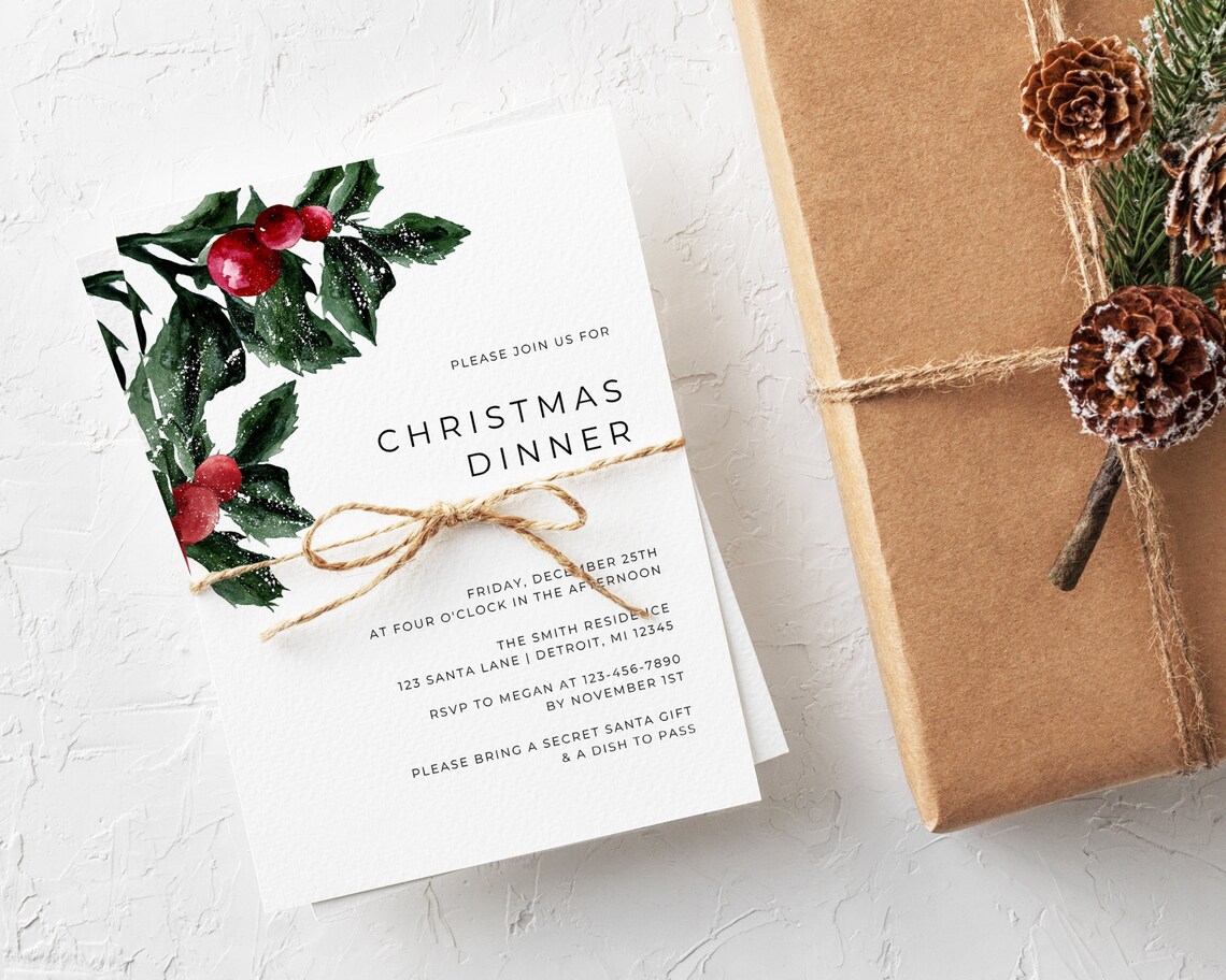 Christmas Party Invitation Christmas Dinner Holiday Party | Etsy
