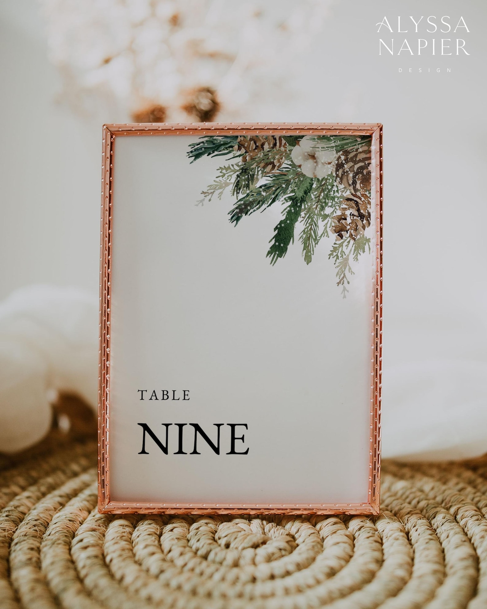 Winter Wedding Table Numbers, Rustic Table Numbers Wedding, Editable ...