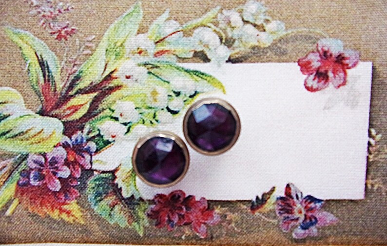 PLEASE READ description Jewelry Supplies Purple~ Faceted Color stones~ Cuff Collar Studs Links