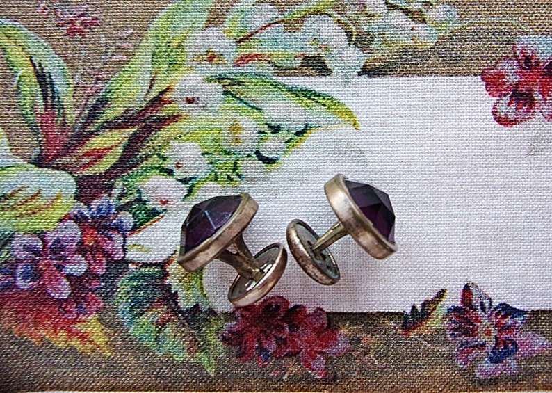 PLEASE READ description Jewelry Supplies Purple~ Faceted Color stones~ Cuff Collar Studs Links