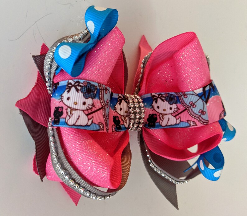hello kitty pink hair bow etsy