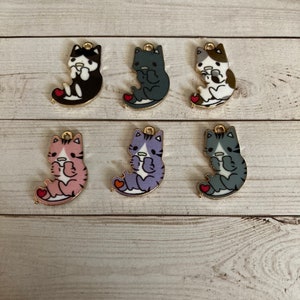 Enamel kitty love charm