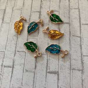 Colored enamel leaf charm