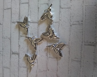 Silver hummingbird Charm