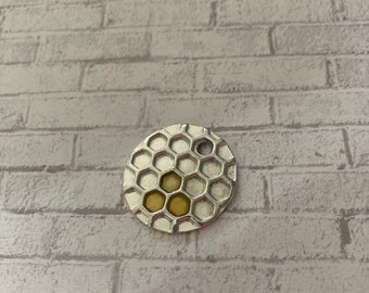 Silver honeycomb and gold honey pendant