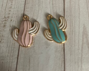 Gold and enamel cactus Charm