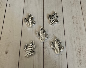 Silver cactus charm