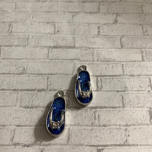 Silver and blue flip flops charm