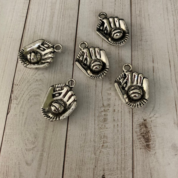 Silver softball glove charm