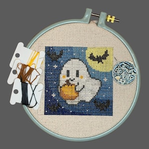 Pumpkin Hunt Ghost Cross Stitch Pattern