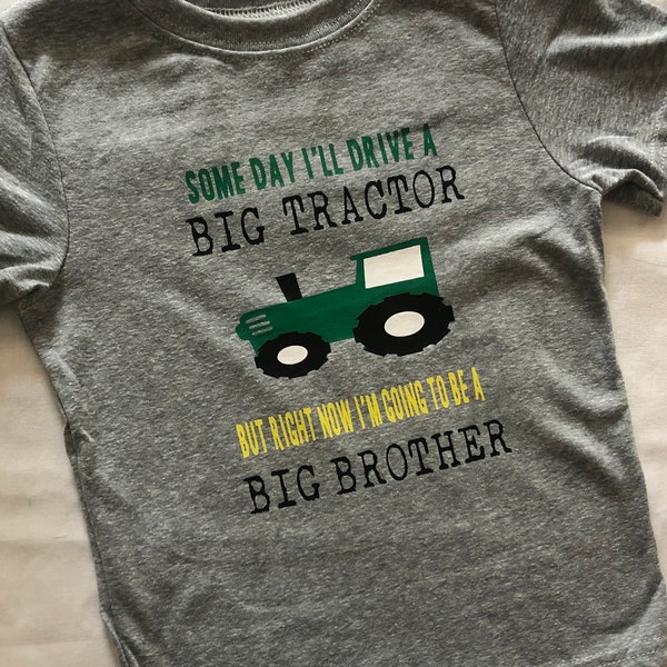 Toddler big brother Shirt with Tractor - Sibling shirt birth announcement