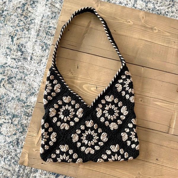 Padrão de crochê para bolsa tote Boho Burst | Padrão de bolsa tote Grandma Square