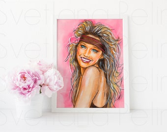 Inspired by Heather Locklear, Portrait, Painting, Drawing, Illustration, Artwork, Wall Home Décor, ART PRINT Signed by Artist