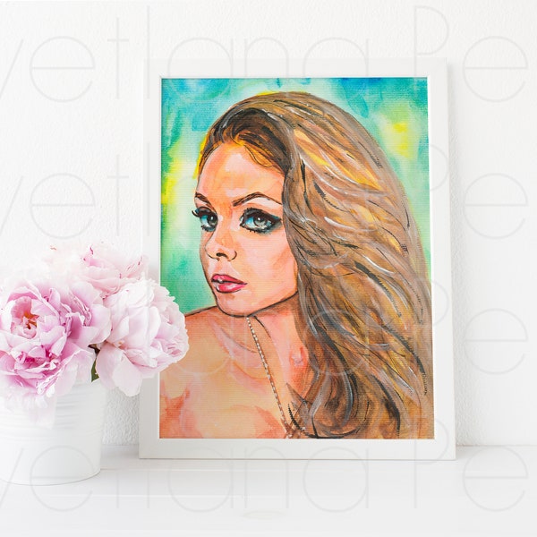 Inspired by Mila Kunis, Portrait, Painting, Drawing, Illustration, Artwork, Wall Home Décor, ART PRINT Signed by Artist