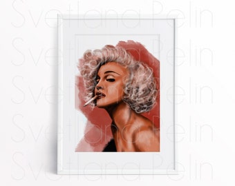 9 Portraits Inspired by Madonna, Painting, Drawing, Illustration, Artwork, Wall Home Décor, Printable Art, Digital Files, INSTANT DOWNLOAD