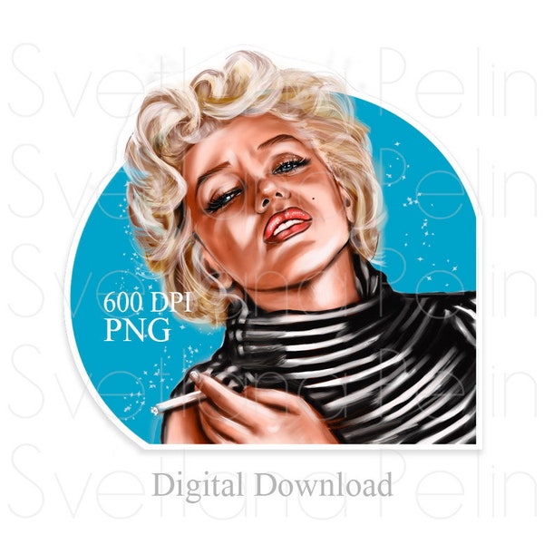 Marilyn Monroe, autocollant numérique, oeuvre d'art imprimable, PNG, téléchargement immédiat