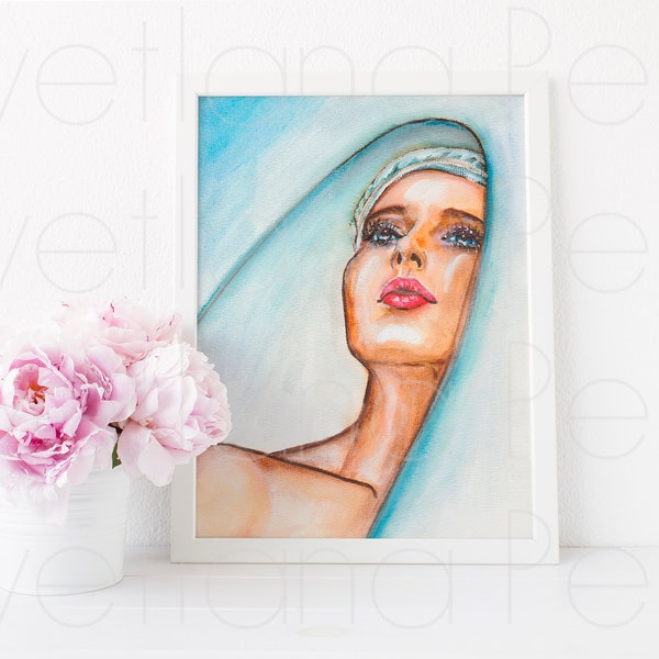 Inspired by Isabella Rossellini, Portrait, Painting, Drawing, Illustration, Artwork, Wall Home Décor, ART PRINT Signed by Artist