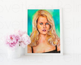 Inspired by Nicole Kidman, Portrait, Painting, Drawing, Illustration, Artwork, Wall Home Décor, ART PRINT Signed by Artist