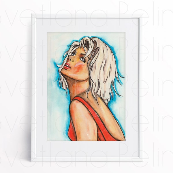 3 Portraits, Inspired by Kim Wilde, Drawing, Painting, Illustration, Artwork, Printable Art, Wall Home Decor, Digital, INSTANT DOWNLOAD