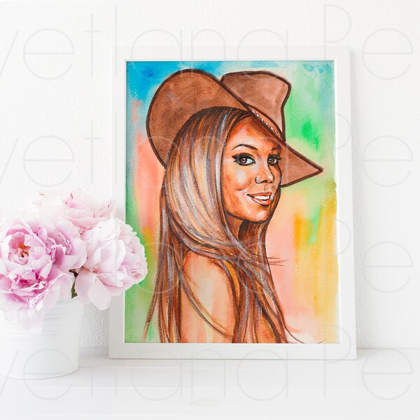 Inspired by Mariah Carey, Portrait, Painting, Drawing, Illustration, Artwork, Wall Home Décor, ART PRINT Signed by Artist