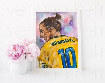 Inspired by Cristiano Ronaldo, Zlatan Ibrahimović, Footballer, Forward, Premier League, Drawing, Painting, ART PRINT Signed by Artis