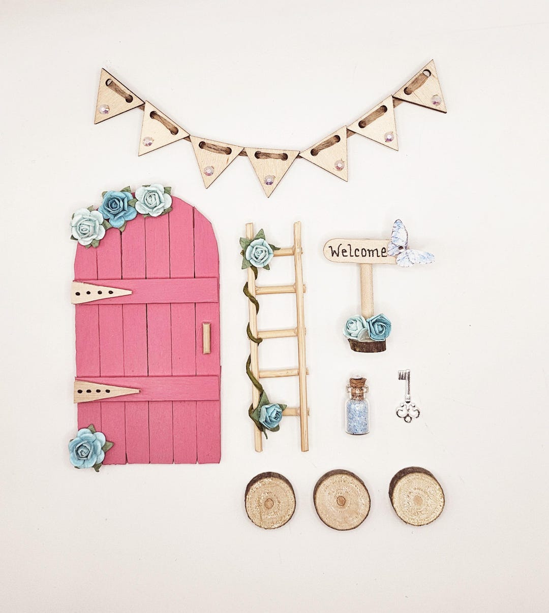 Pink Fairy Door: Miniature Wooden Fairy Garden Decor - Etsy UK