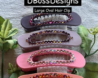 Grande ovatta #30 -#38 Fermaglio per capelli francese piatto grande: strass di cristallo Swarovski