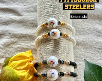 BRACCIALETTO STEELERS #1 - #6, Nero e Oro, Gioiello per tifosi di Pittsburgh