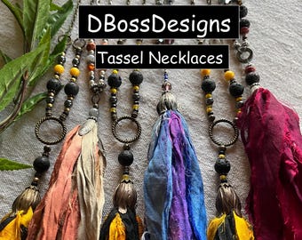 STEELERS CON NASTRO DI SETA: Gioielli con perline nei colori degli Steelers n. 1 - n. 6, collana boho