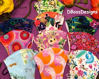 Floral Cotton Face Mask: Reusable with Filter Pocket & Adjustable Ear Loops