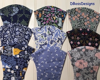 Floral Cotton Face Mask with Noseband & Adjustable Straps