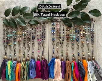 Collana con perline e nappa di seta #1 - #18