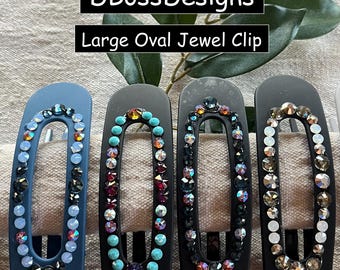 GRANDE OVALE #21 - #29 Fermaglio per capelli grande gioiello: strass di cristallo Swarovski, stile francese