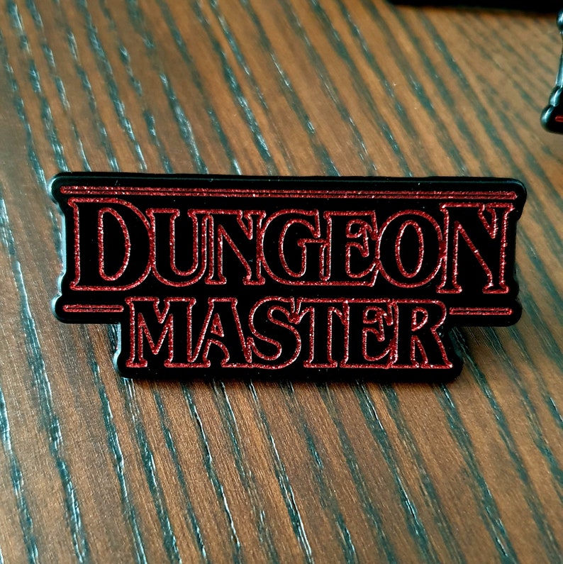 Stranger Things Dungeon Master Enamel Pin Choice of 5 colours Glitter Red