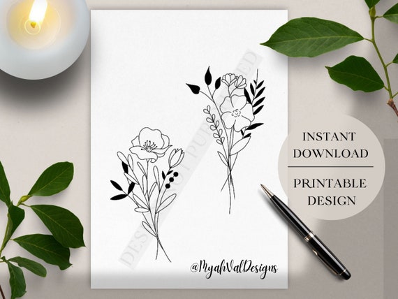 Floral Tattoos Tattoo Designs Flower Dainty Tattoo - Etsy Floral Tattoos Tattoo Designs Flower Dainty Tattoo - Etsy
