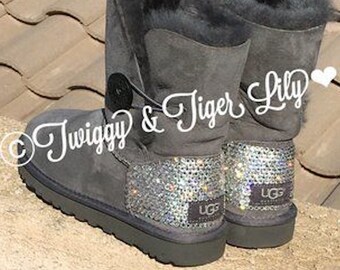 Bling UGG Boots Made with Swarovski Crystals - Bailey Button Uggs with Bling