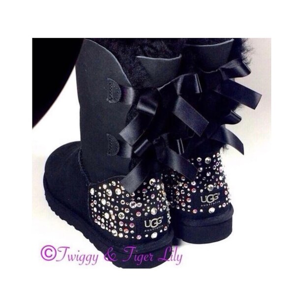 Swarovski Crystal Bailey Bow Ugg Boots in Sparkly Night TM