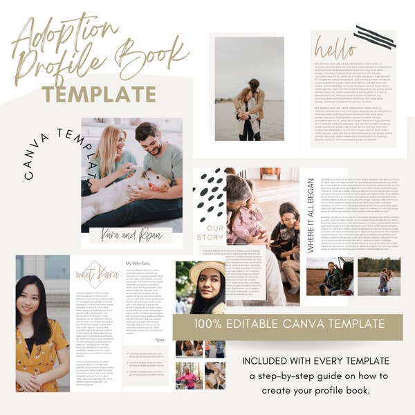 Modern Adoption Profile Book Template Editable Template in Canvas