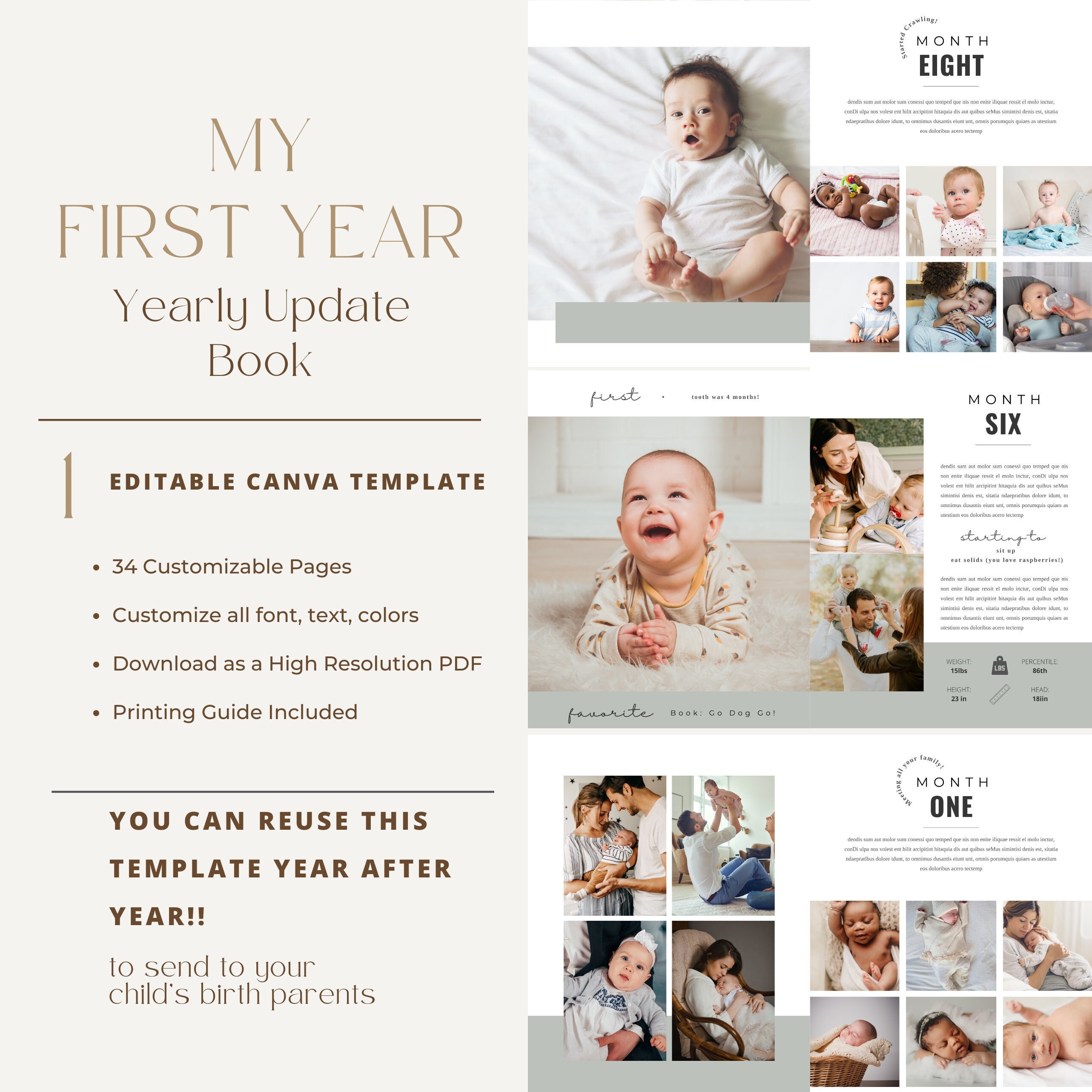 Adoption Update Baby Book Template | First Year Keepsake (PDF) - Etsy