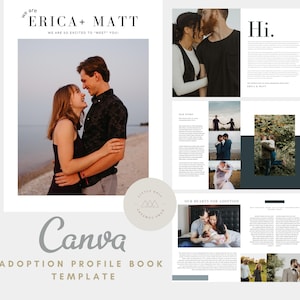Modern Adoption Profile Book Template, Editable template in Canva, modern and customizable adoption profile book, DIY profile book