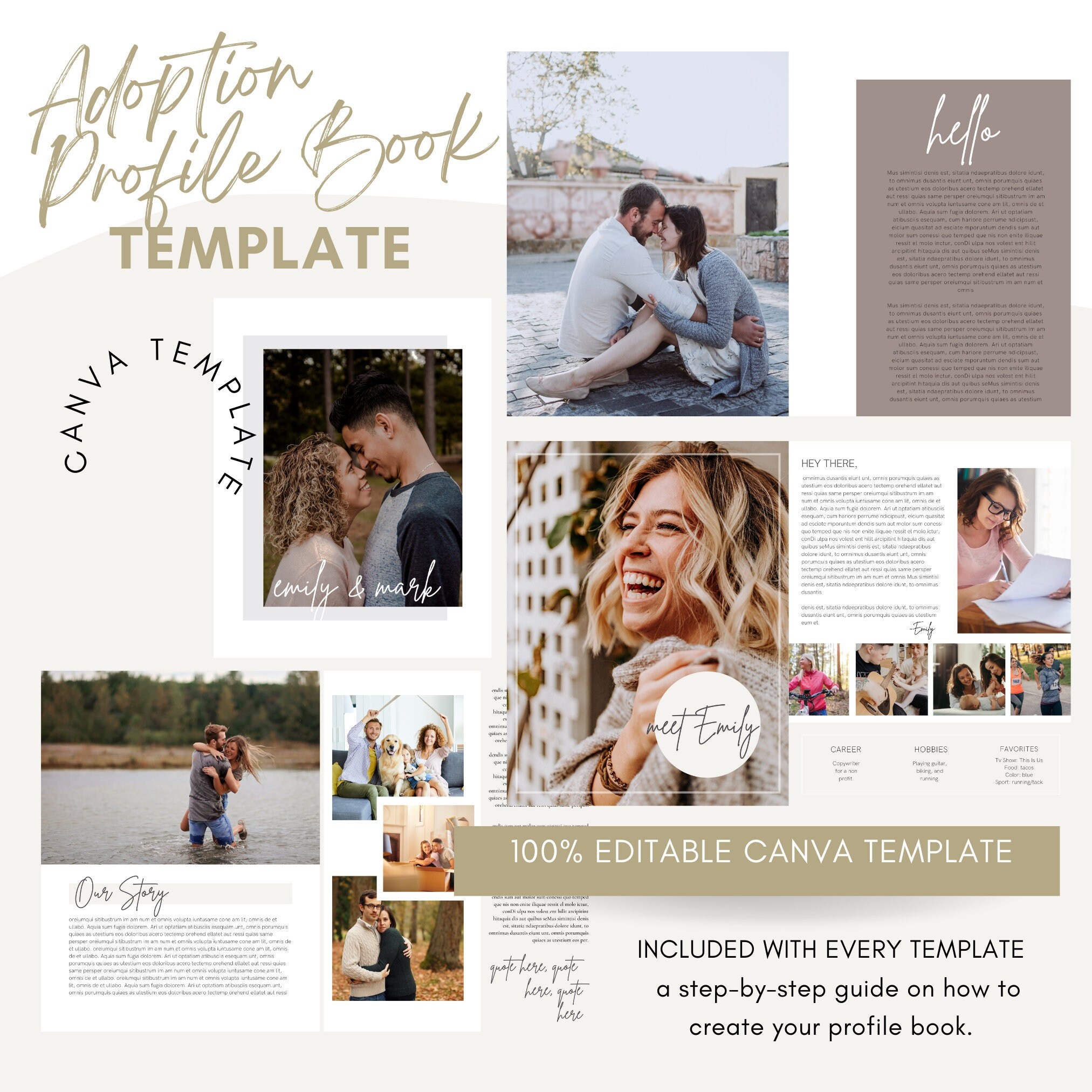 Modern Adoption Profile Book Template, Editable Template in Canva