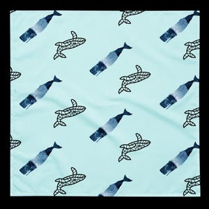 Whale Print Bandana: UPF50 Ocean Scarf, Nautical Headwear for Him, Her, and Pets