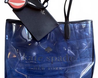 Grand sac cabas Montgolfière New York bleu transparent Kate Spade Up & Away