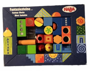 Bloques de construcción HABA Fantasy de 26 piezas, coloridos y galardonados. En excelente estado.